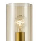 DAY0735 Daylin Wall Light Satin Gold and Amber Ribbed Glass