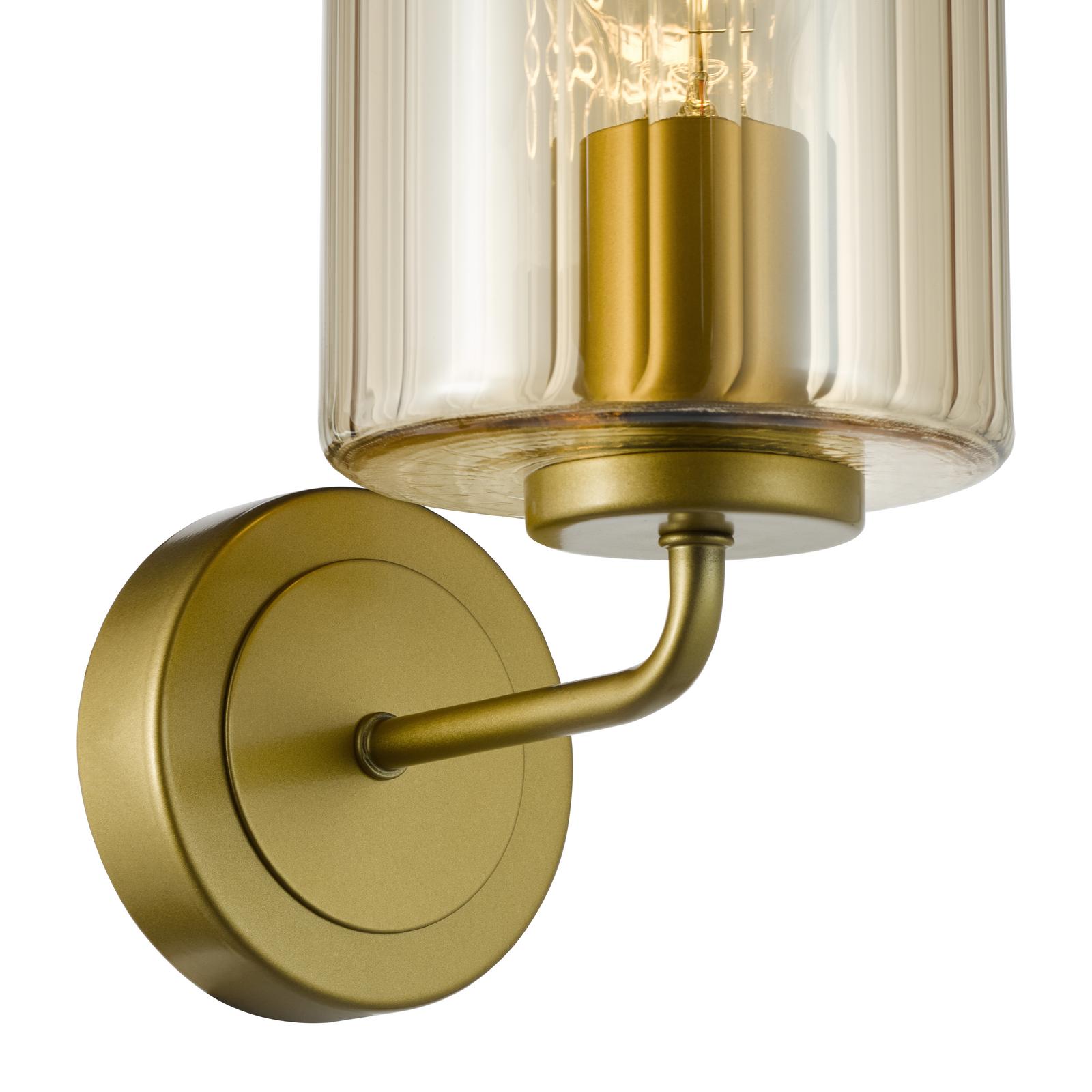 DAY0735 Daylin Wall Light Satin Gold and Amber Ribbed Glass