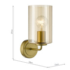 DAY0735 Daylin Wall Light Satin Gold and Amber Ribbed Glass