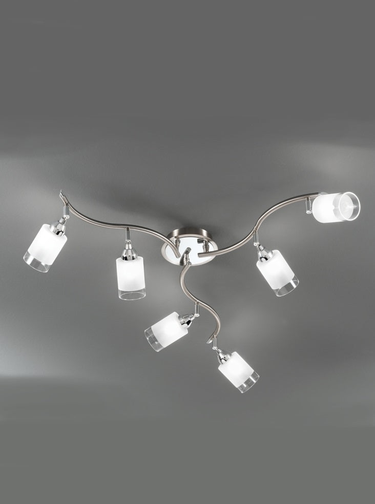 DP40026 Campani 6 Light Ceiling Flush Chrome / Satin Nickel (S)