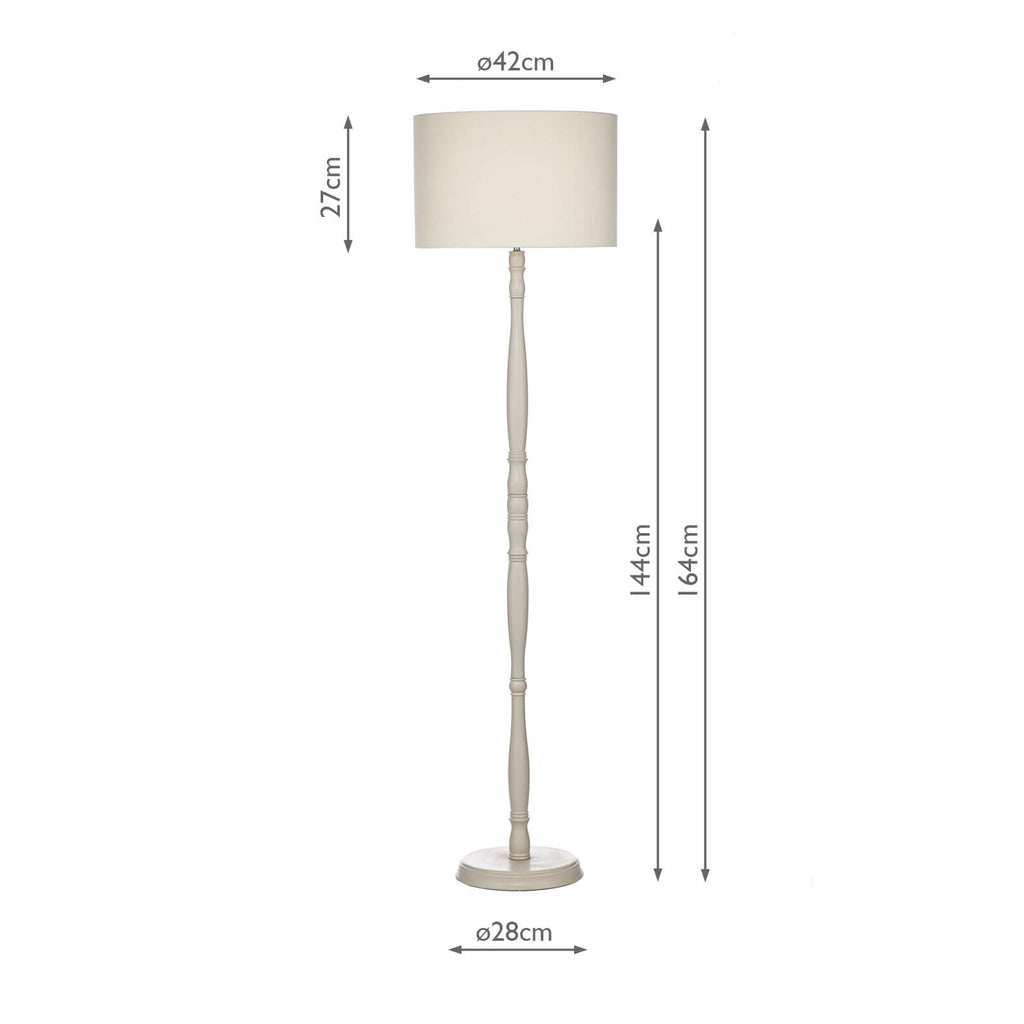 DUN4933 Dunlop Floor Lamp Matt Cream With Shade