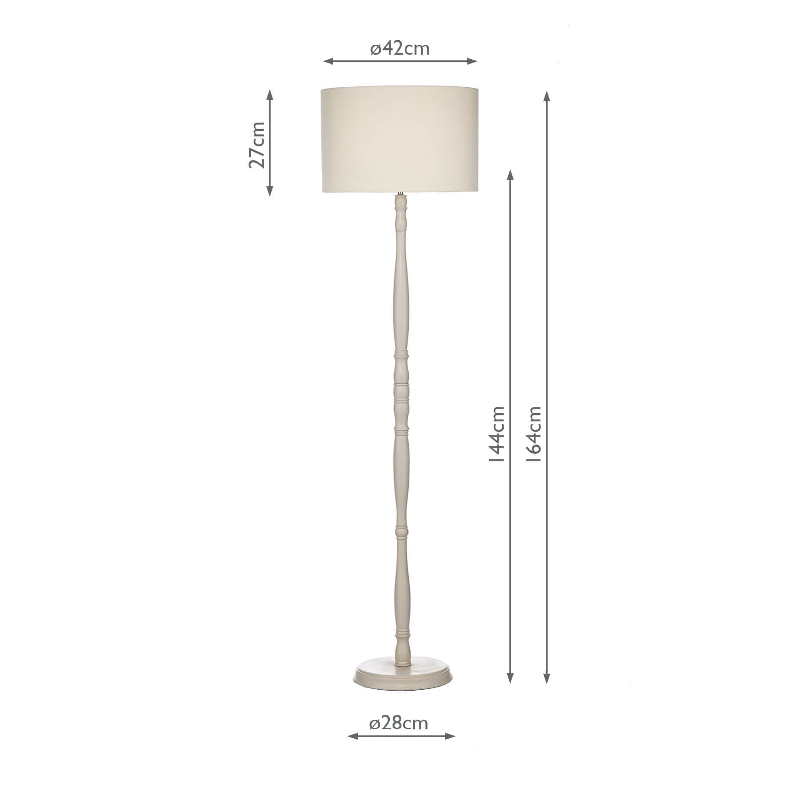 DUN4933 Dunlop Floor Lamp Matt Cream With Shade