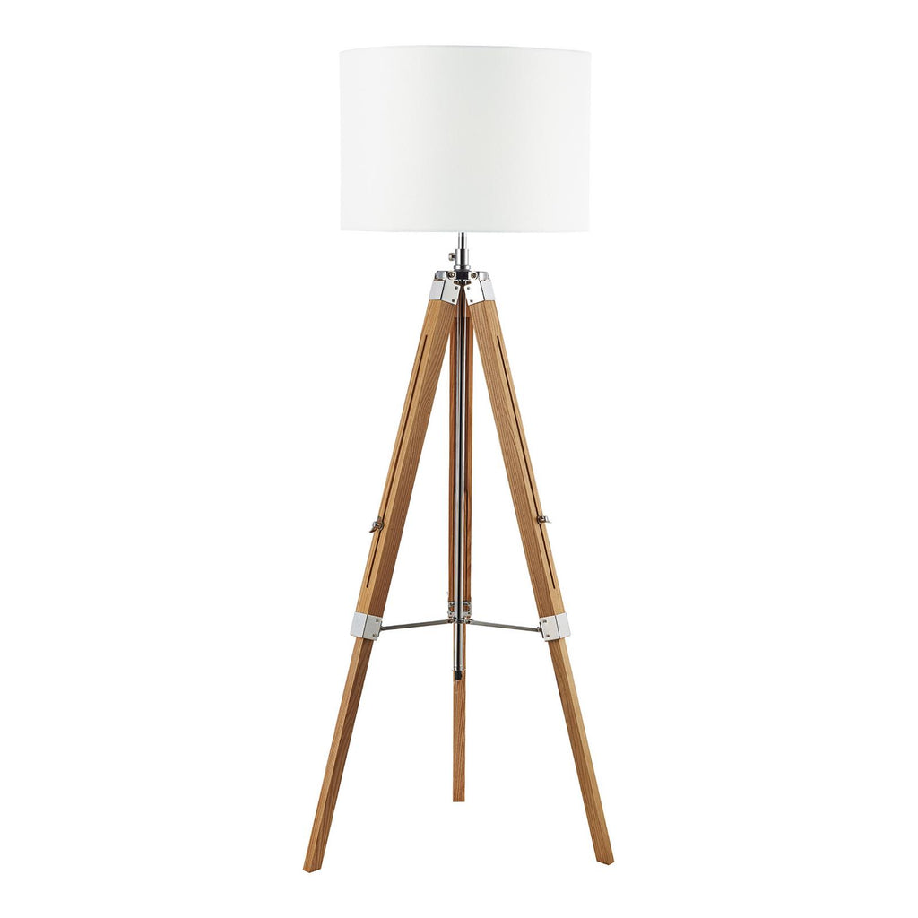 EAS4943-PYR182 Easel Floor Lamp Light Wood and Polished Chrome With Shade