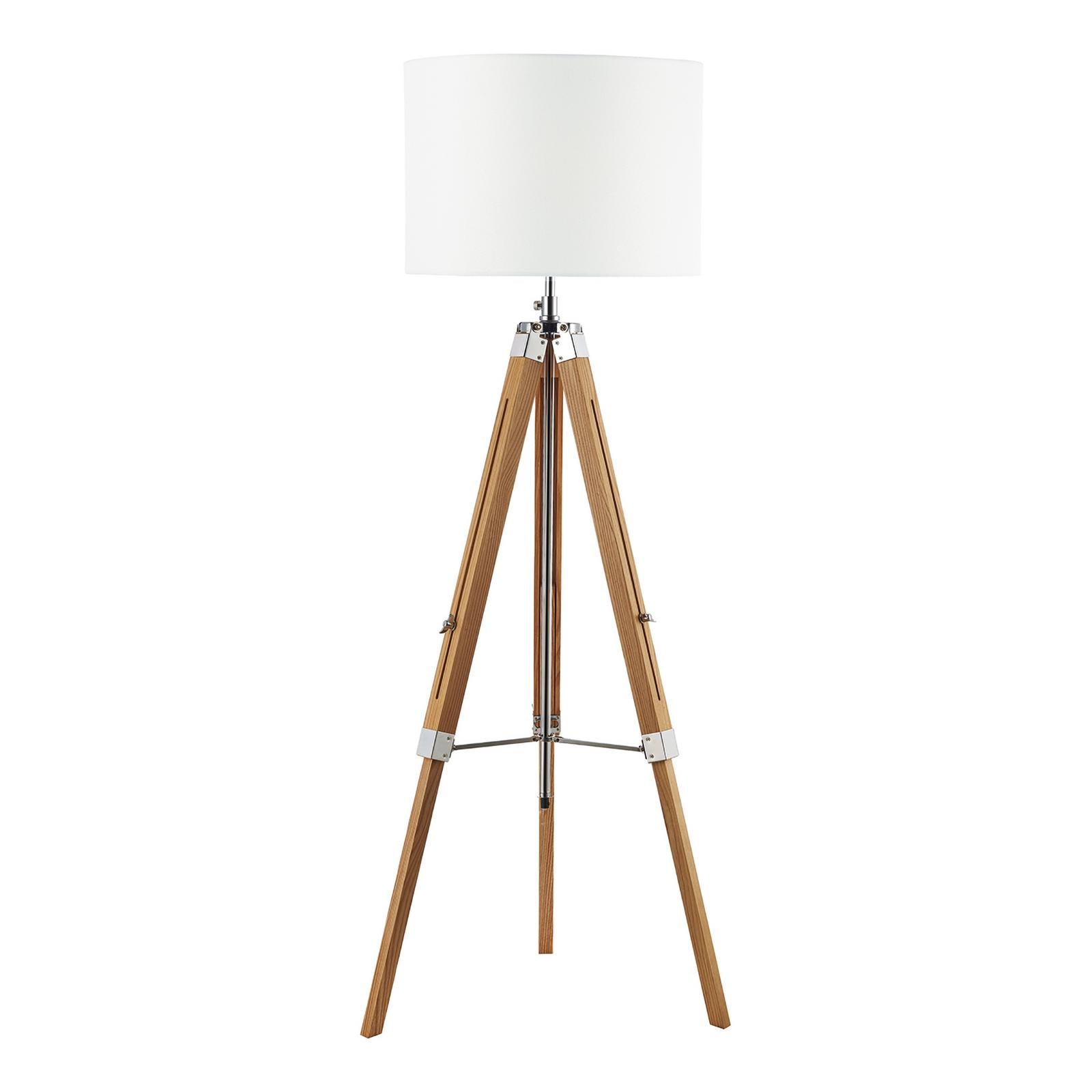 EAS4943-PYR182 Easel Floor Lamp Light Wood and Polished Chrome With Shade