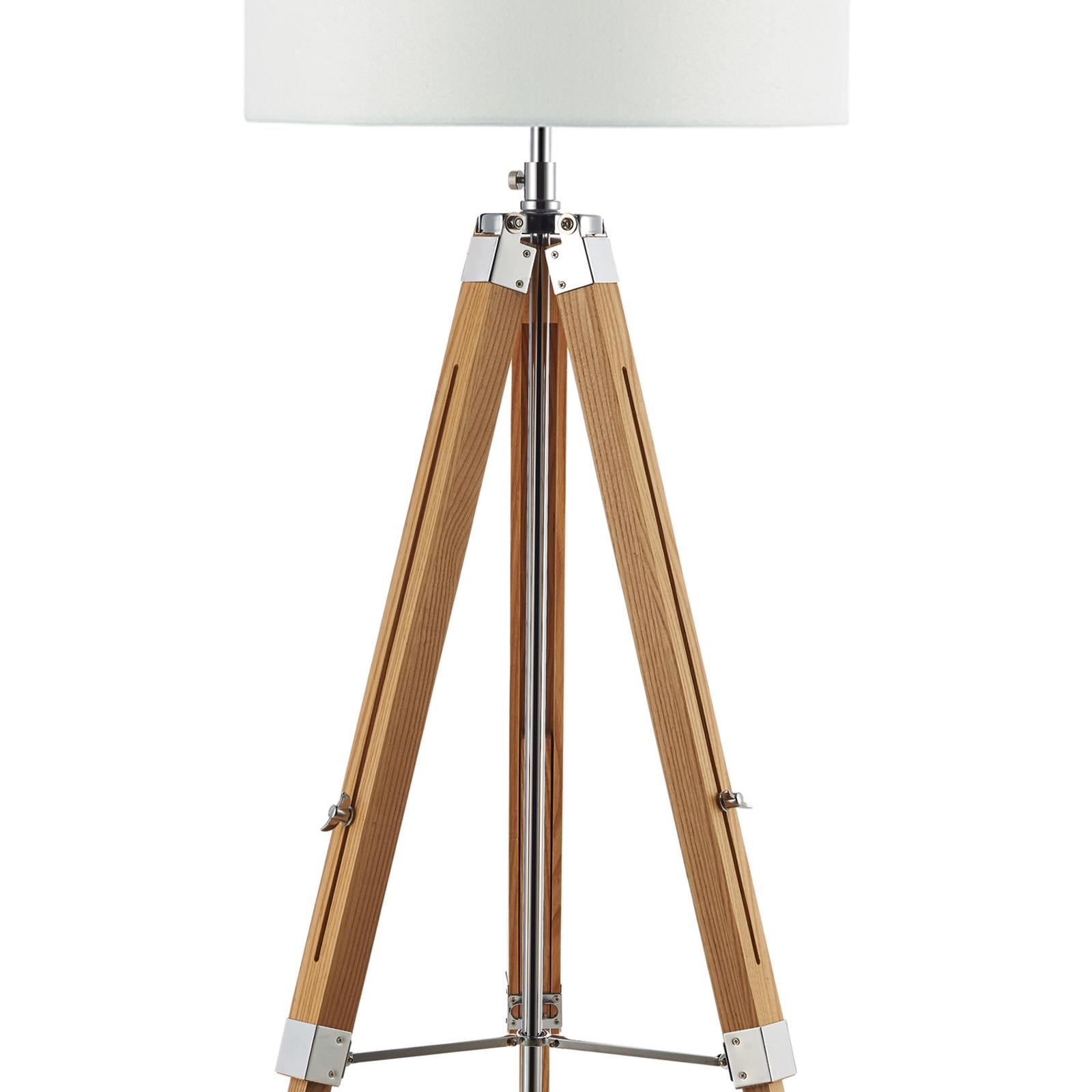 EAS4943-PYR182 Easel Floor Lamp Light Wood and Polished Chrome With Shade