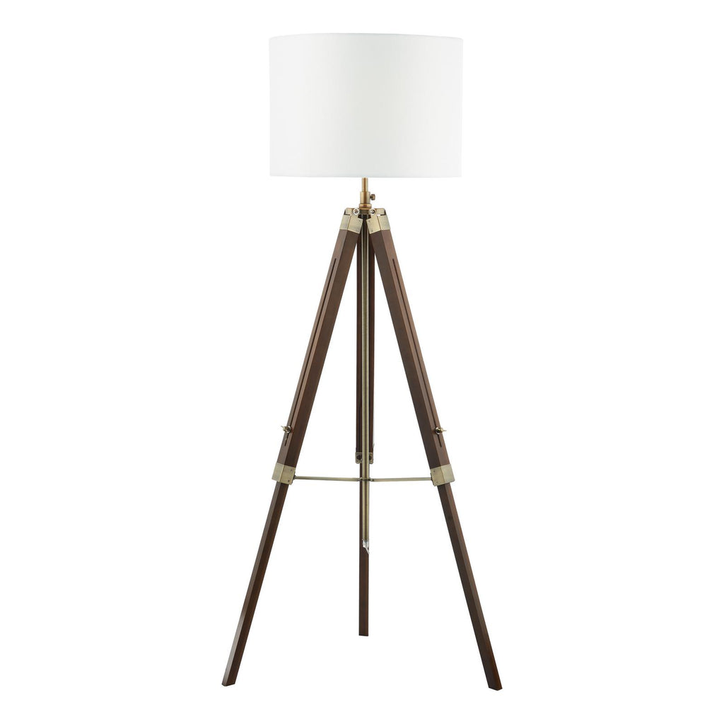 EAS4947-PYR182 Easel Floor Lamp Dark Wood and Antique Brass With Shade