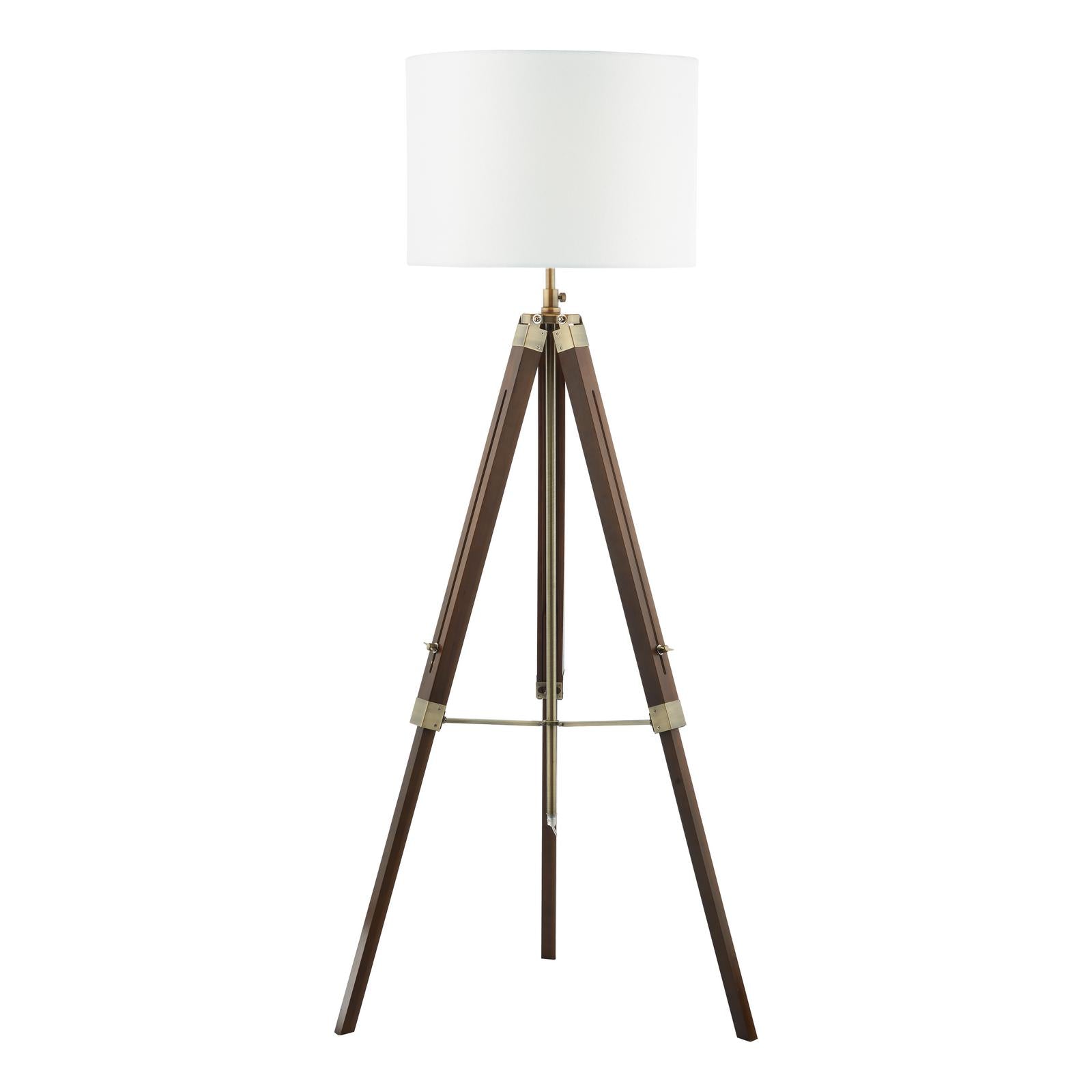 EAS4947-PYR182 Easel Floor Lamp Dark Wood and Antique Brass With Shade