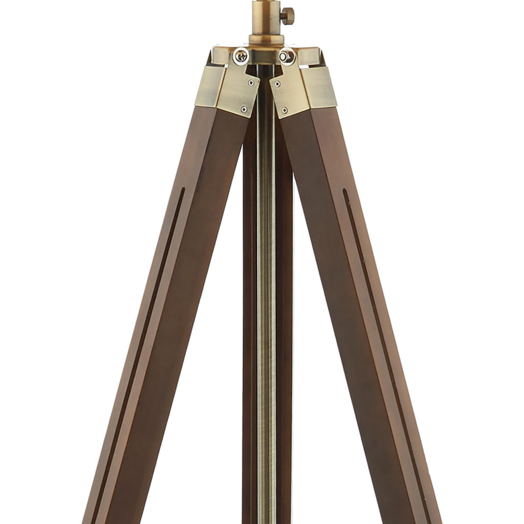 EAS4947-PYR182 Easel Floor Lamp Dark Wood and Antique Brass With Shade