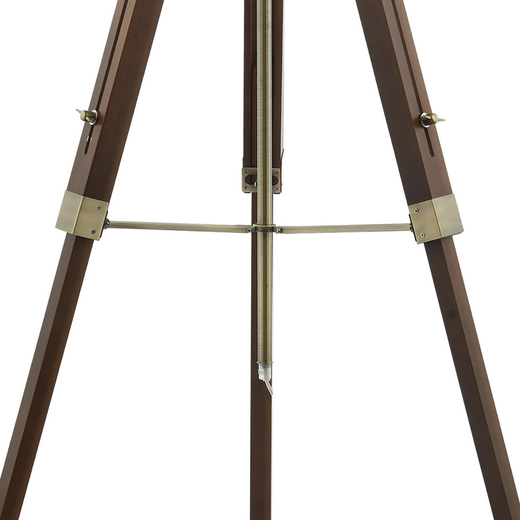 EAS4947-PYR182 Easel Floor Lamp Dark Wood and Antique Brass With Shade