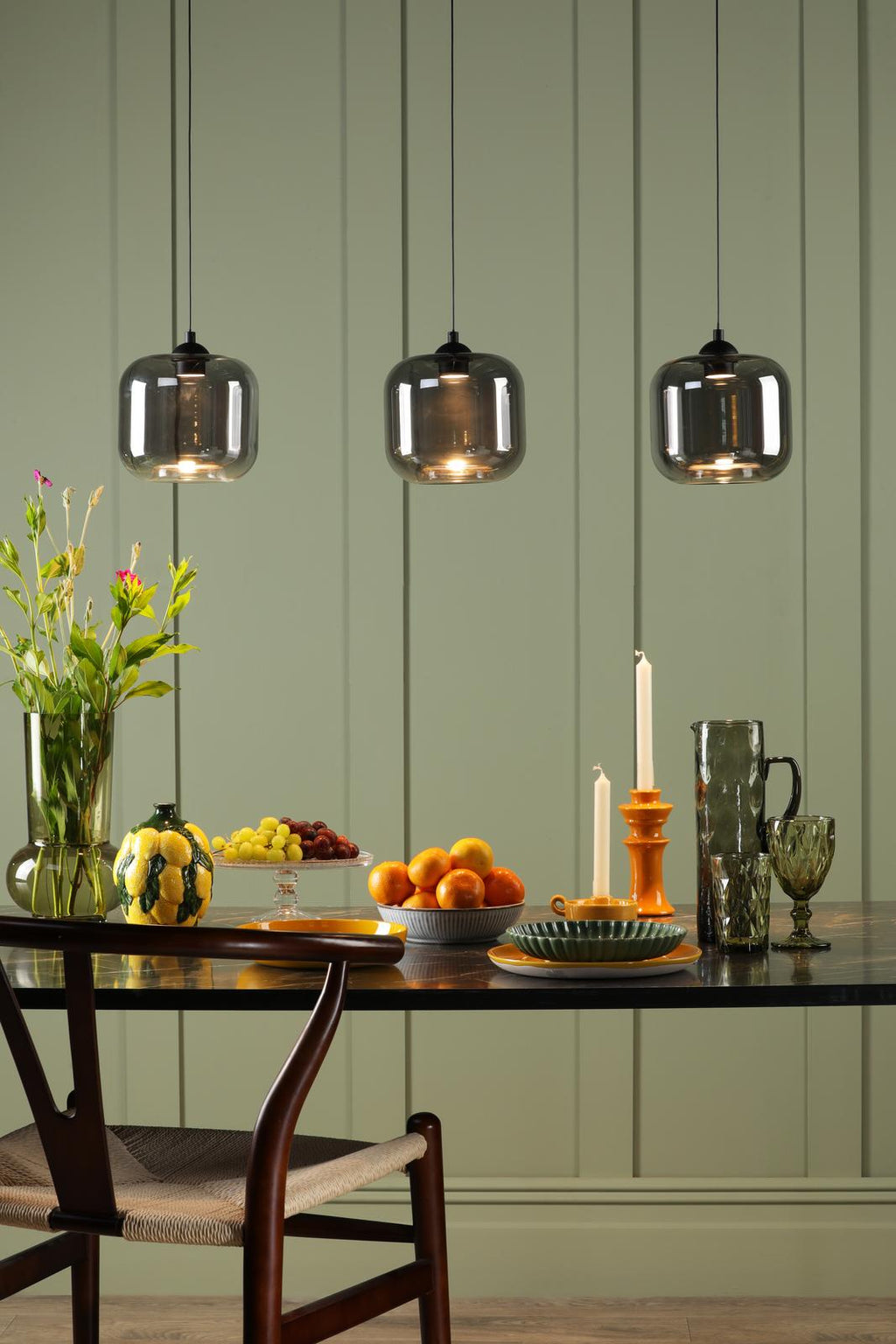 EIL0322 Eileen 3 Light Bar Pendant Matt Black LED