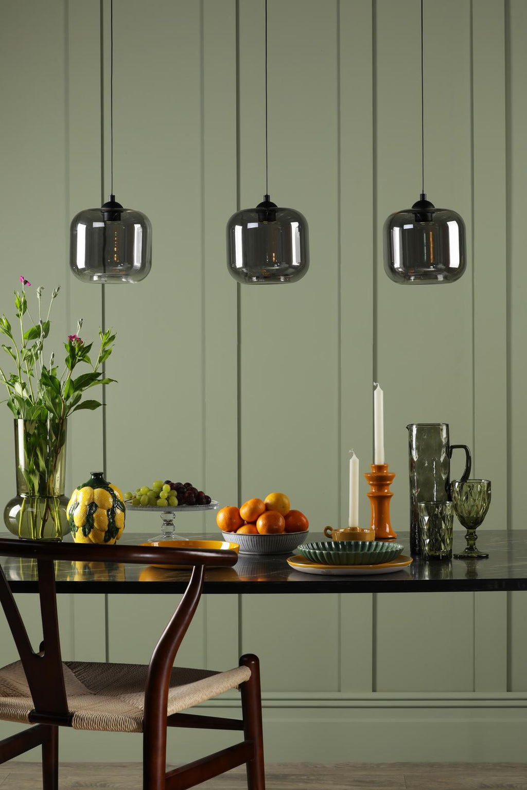 EIL0322 Eileen 3 Light Bar Pendant Matt Black LED