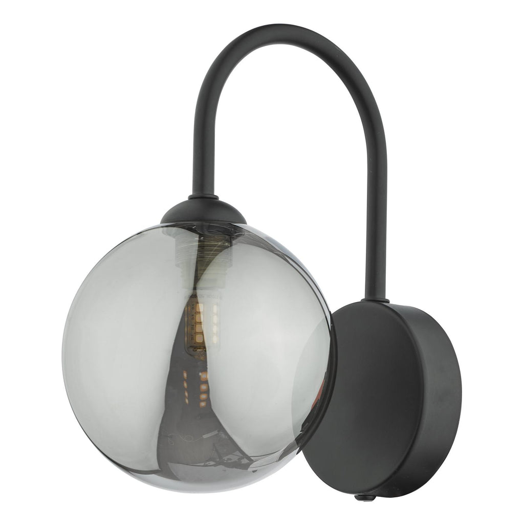 EIS0722 Eissa Wall Light Matt Black and Smoked Glass