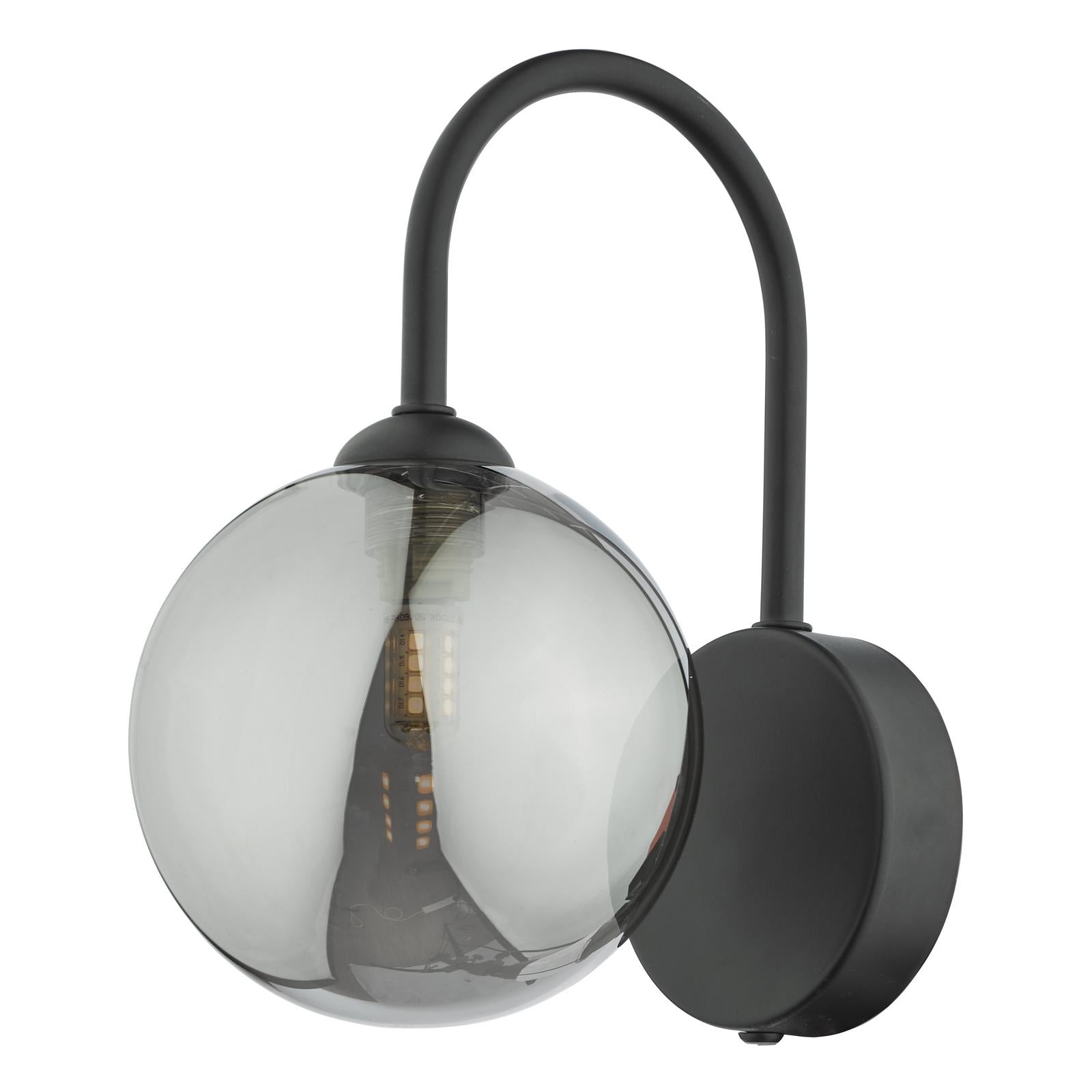 EIS0722 Eissa Wall Light Matt Black and Smoked Glass