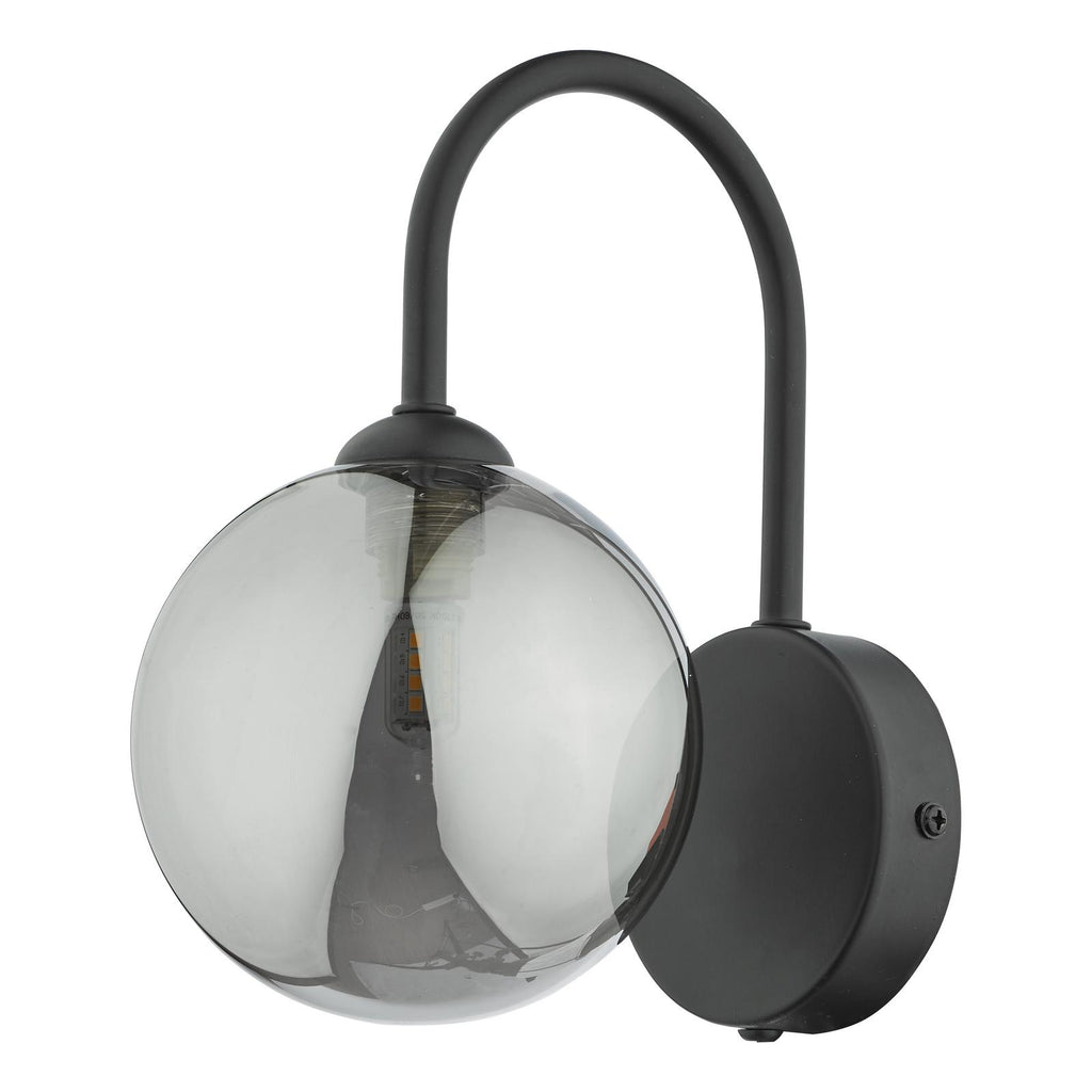 EIS0722 Eissa Wall Light Matt Black and Smoked Glass