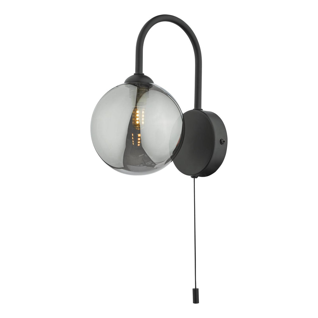 EIS0722 Eissa Wall Light Matt Black and Smoked Glass