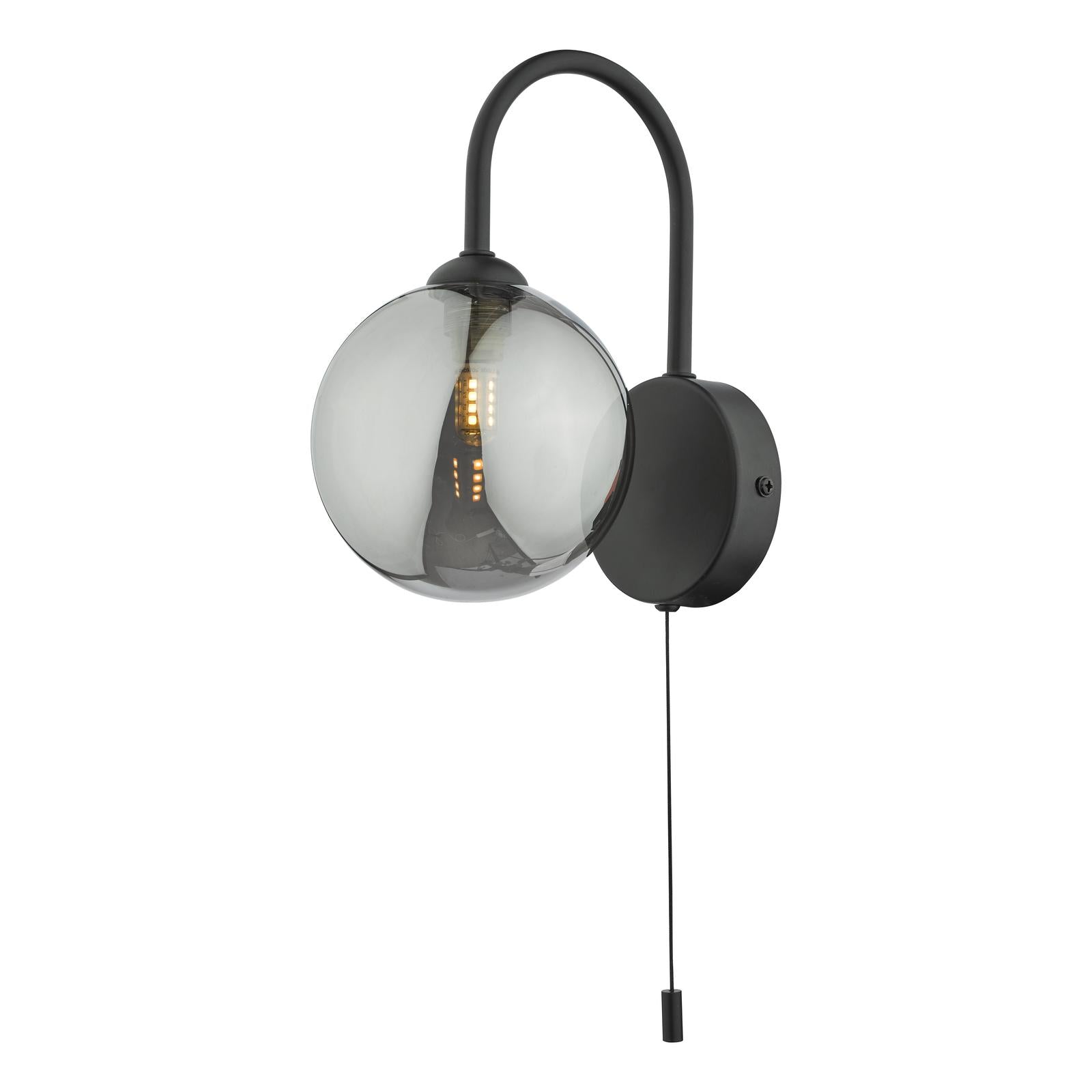 EIS0722 Eissa Wall Light Matt Black and Smoked Glass