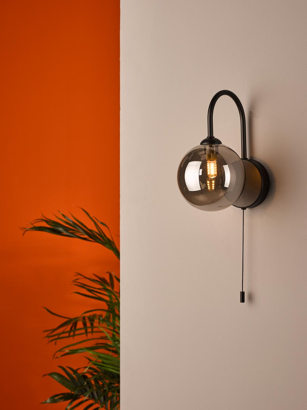 EIS0722 Eissa Wall Light Matt Black and Smoked Glass