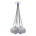 ELP342-07L Elpis 7 Light Cluster Pendant Polished Chrome With Planet Style Glass
