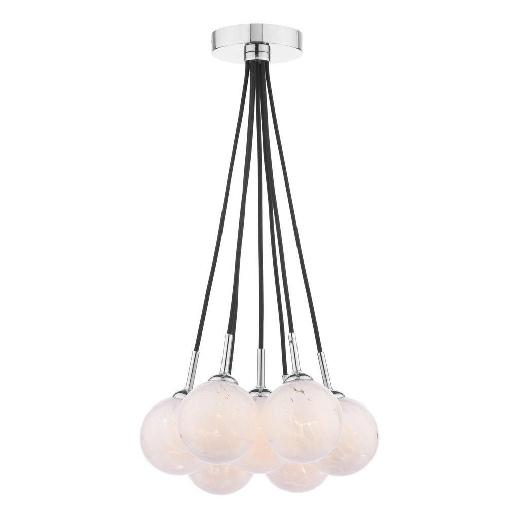 ELP342-17 Elpis 7 Light Cluster Pendant Polished Chrome With White Confetti Glass