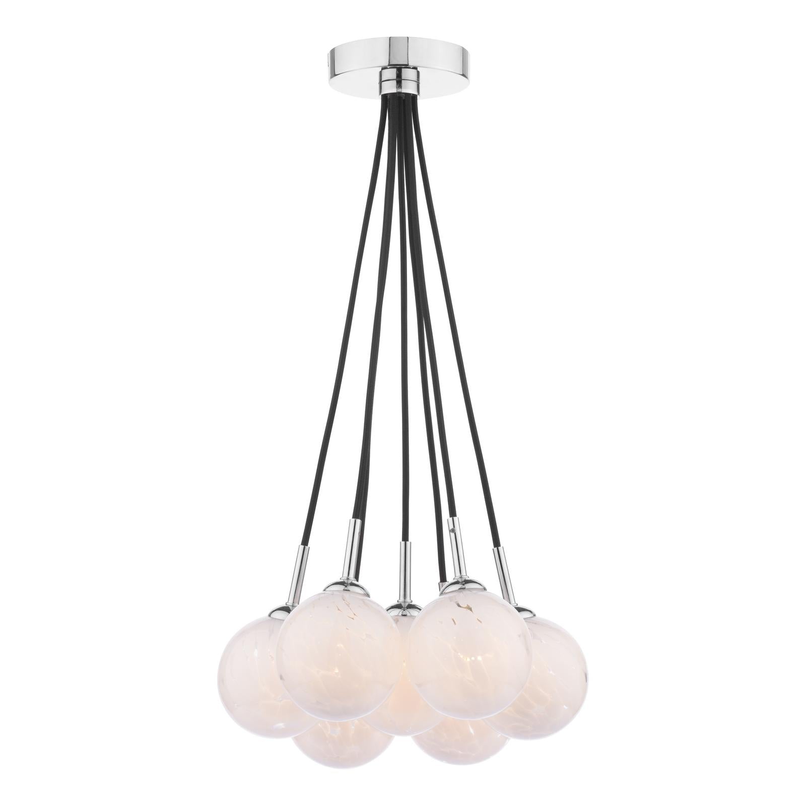 ELP342-17 Elpis 7 Light Cluster Pendant Polished Chrome With White Confetti Glass
