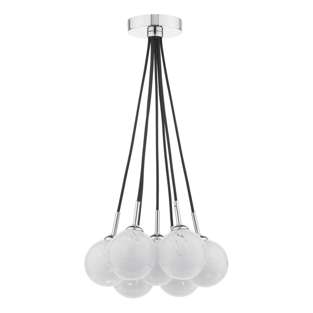 ELP342-17 Elpis 7 Light Cluster Pendant Polished Chrome With White Confetti Glass
