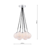 ELP342-17 Elpis 7 Light Cluster Pendant Polished Chrome With White Confetti Glass