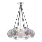 ELP342-19 Elpis 7 Light Cluster Pendant Polished Chrome With Smoked/Clear Ribbed Glass