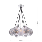 ELP342-19 Elpis 7 Light Cluster Pendant Polished Chrome With Smoked/Clear Ribbed Glass