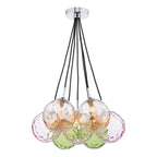 ELP342-MIX Elpis 7 Light Cluster Pendant Polished Chrome and Multi Coloured Glass