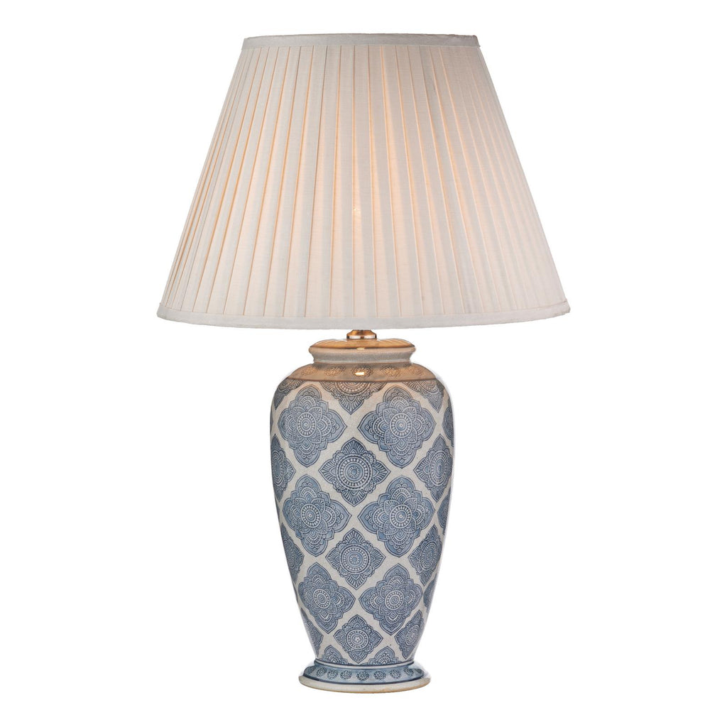 ELY4223-S1098 Ely Table Lamp Blue Ceramic With Shade