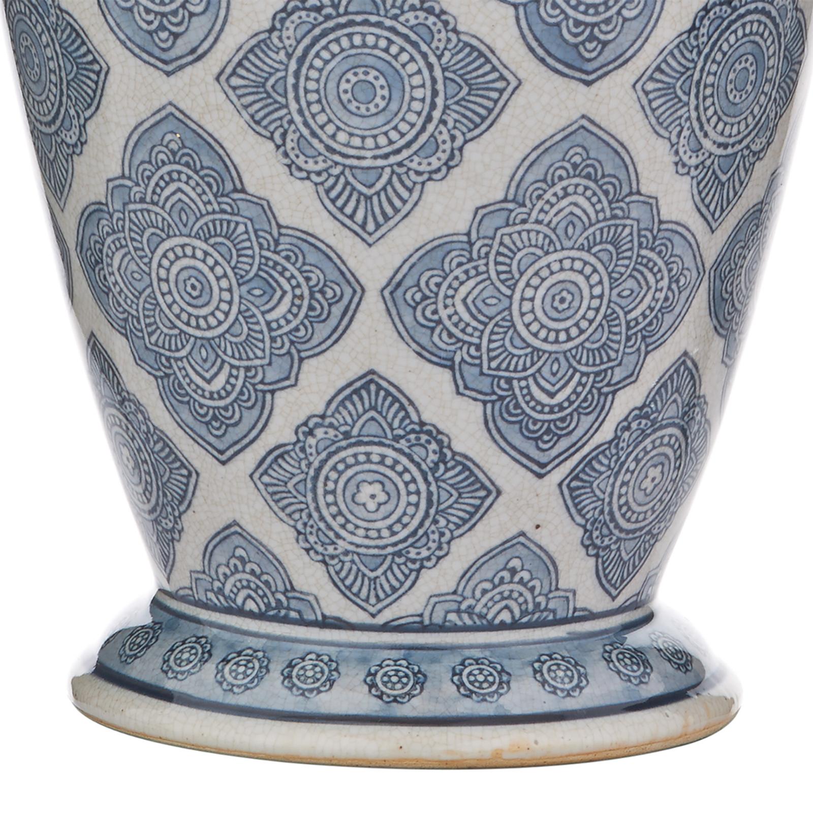 ELY4223-S1098 Ely Table Lamp Blue Ceramic With Shade
