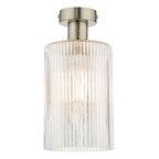 EME4861-E01 Emerson Semi-Flush Antique Chrome and Ribbed Glass