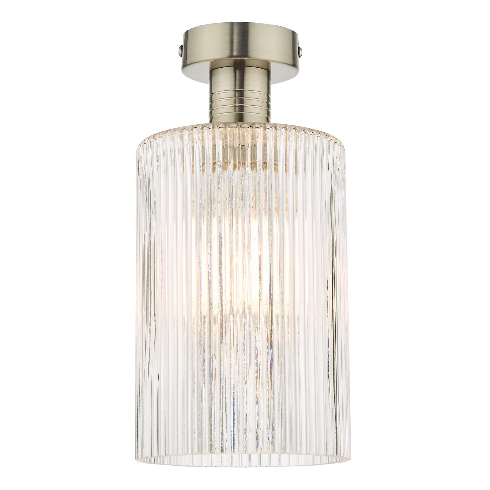 EME4861-E01 Emerson Semi-Flush Antique Chrome and Ribbed Glass