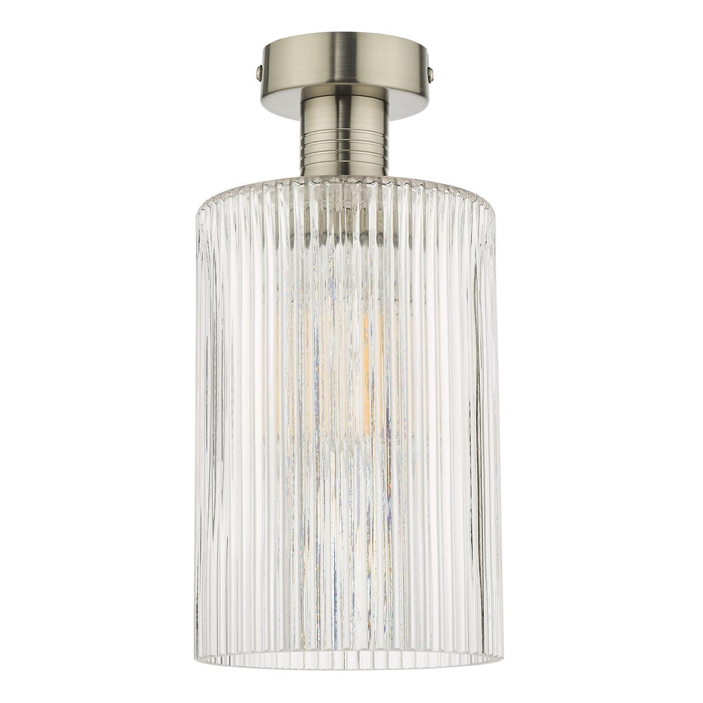 EME4861-E01 Emerson Semi-Flush Antique Chrome and Ribbed Glass
