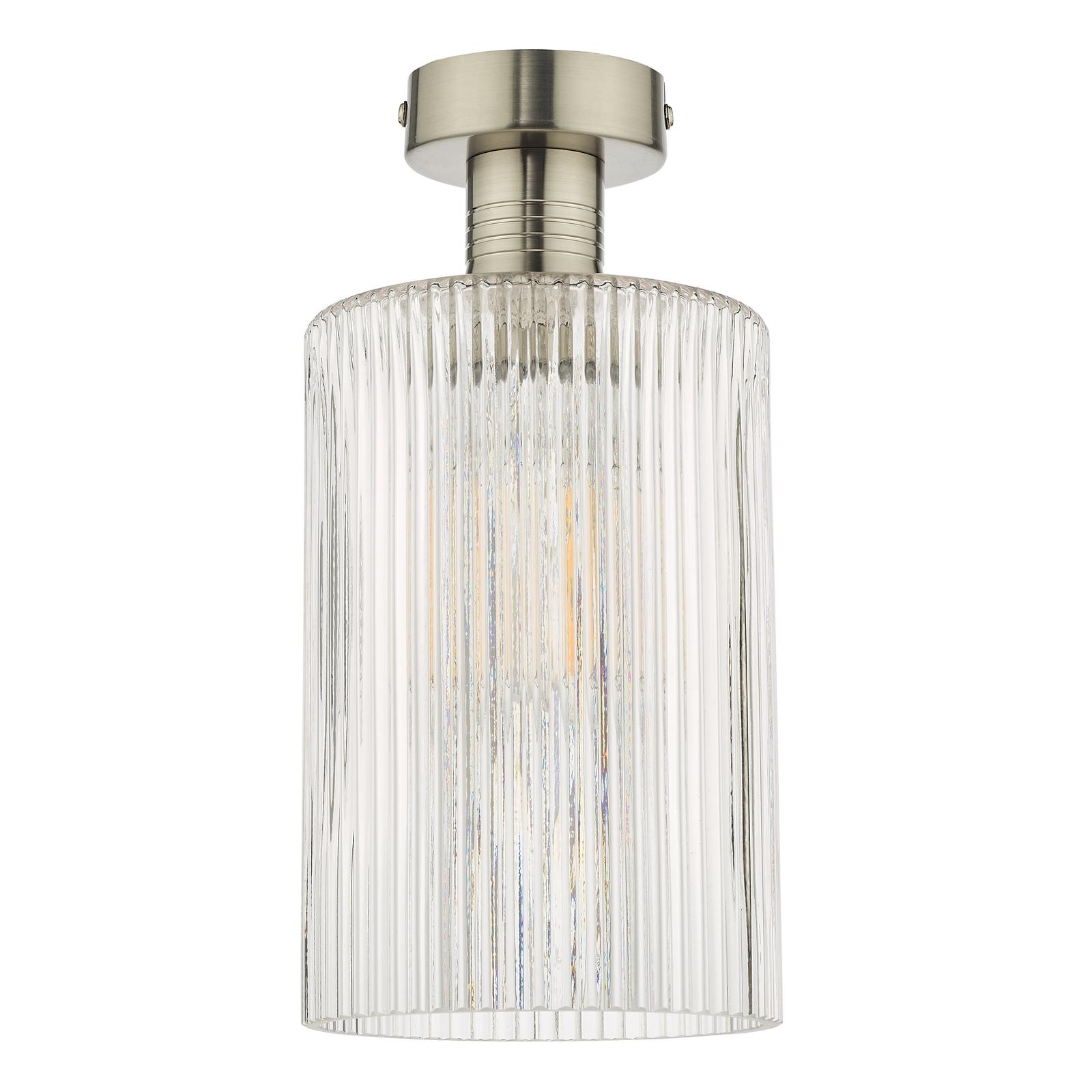 EME4861-E01 Emerson Semi-Flush Antique Chrome and Ribbed Glass
