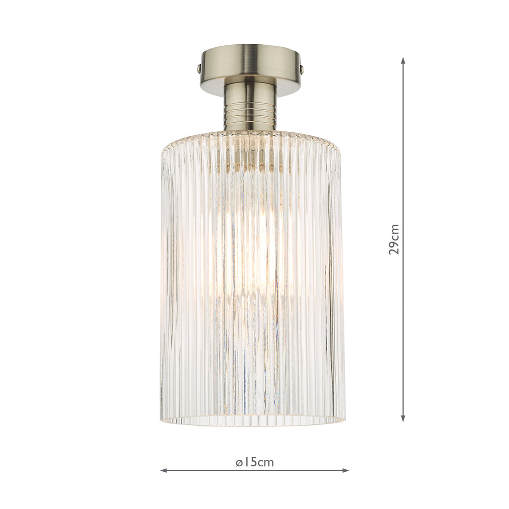 EME4861-E01 Emerson Semi-Flush Antique Chrome and Ribbed Glass