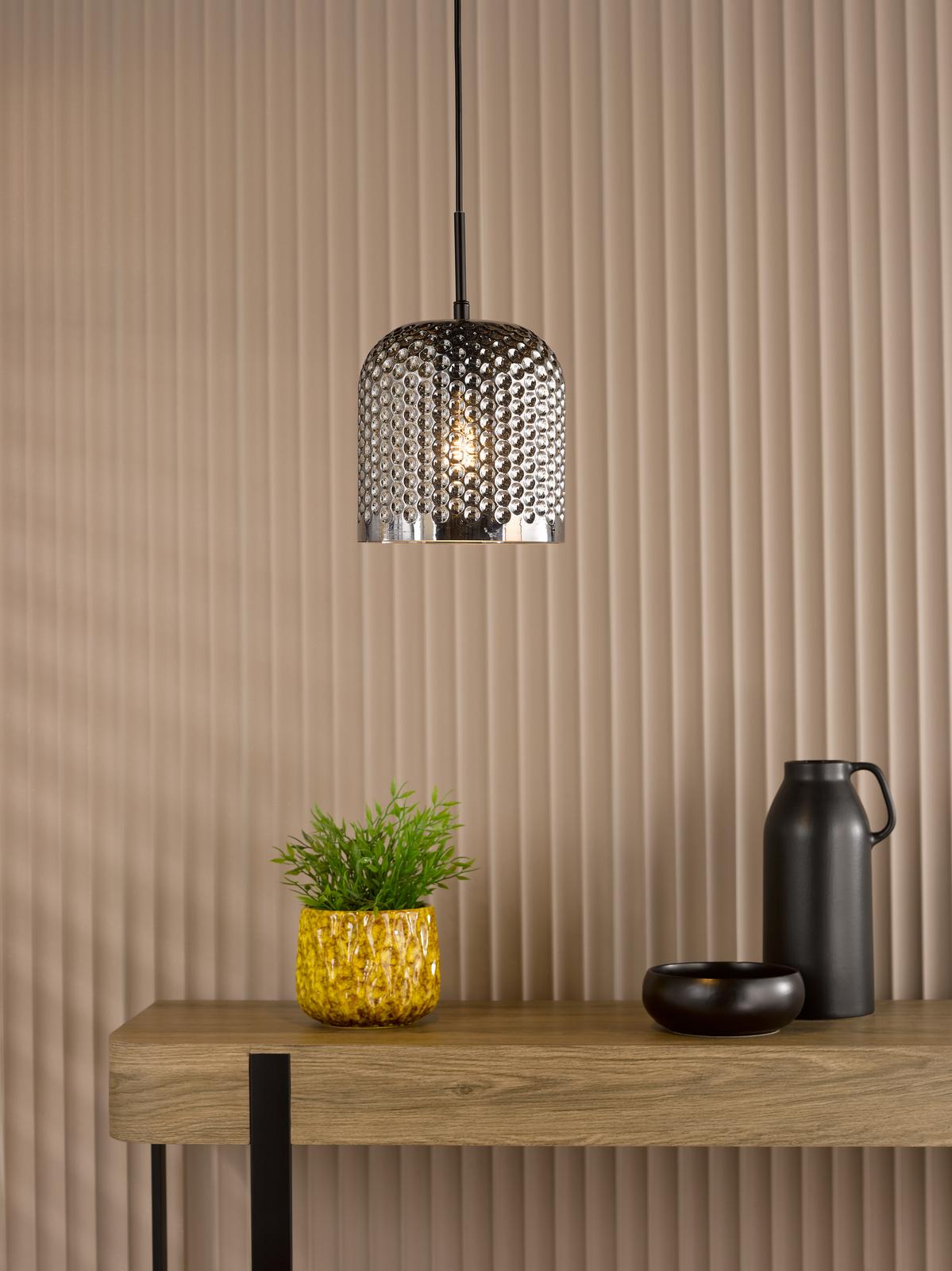 ESI0110 Esila Pendant Matt Black and Smoked Glass