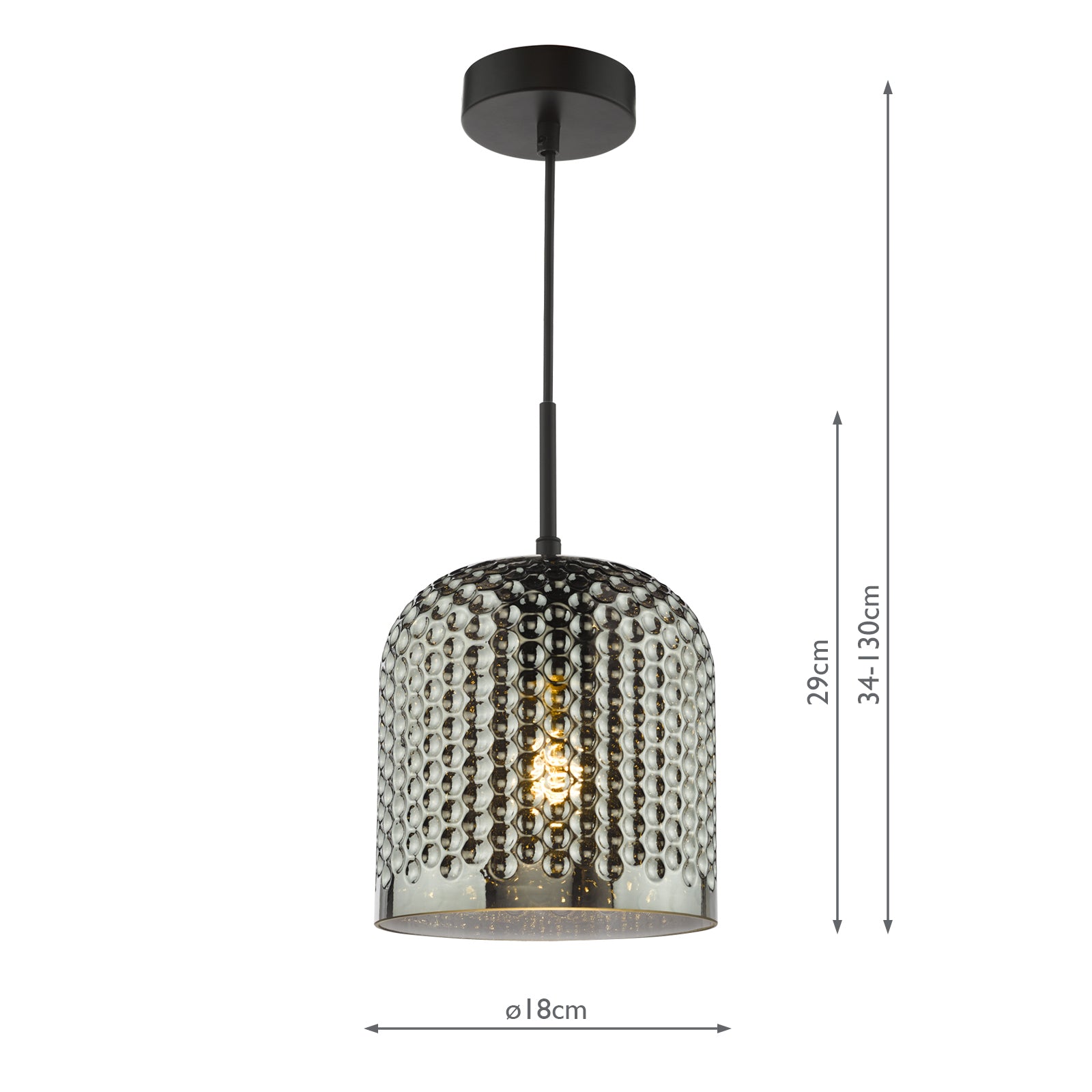 ESI0110 Esila Pendant Matt Black and Smoked Glass