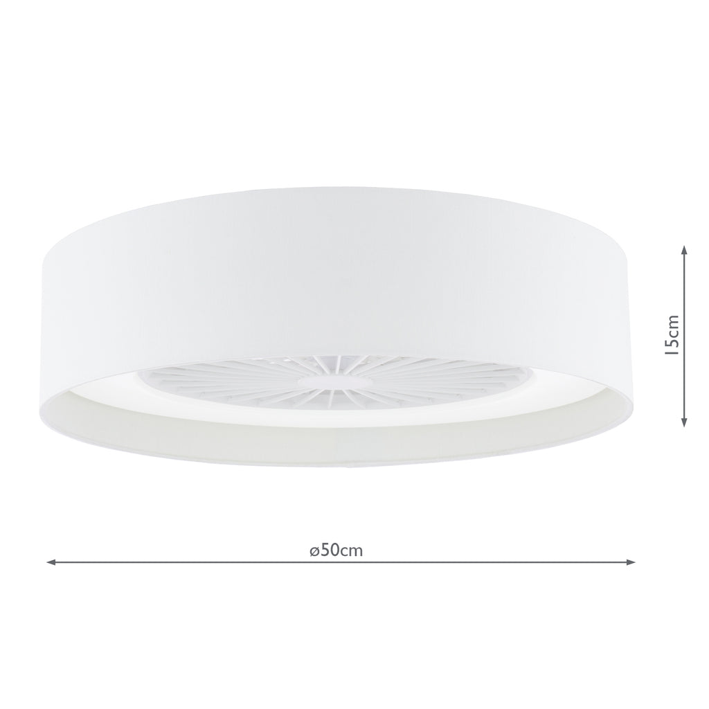 FAN522 Fan Flush White and White With Shade LED