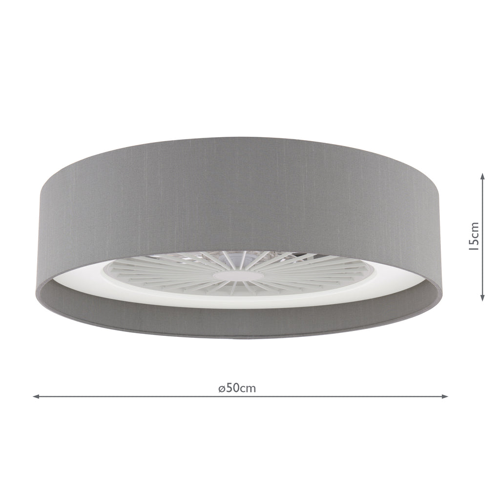 FAN5239 Fan Flush White and Grey With Shade LED