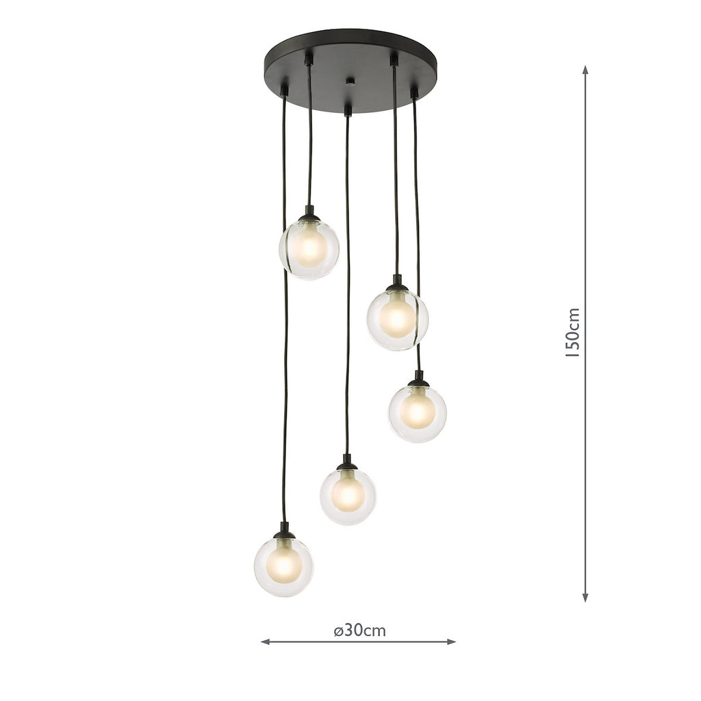 FED0522-F Federico 5 Light Cluster Pendant Matt Black Fitting Only (S)