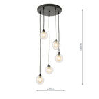FED0522-F Federico 5 Light Cluster Pendant Matt Black Fitting Only (S)