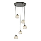 FED0522-09 Federico 5 Light Cluster Pendant Matt Black With Clear/Wire Glass