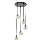 FED0522-09 Federico 5 Light Cluster Pendant Matt Black With Clear/Wire Glass