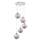 FED0550-10 Federico 5 Light Cluster Pendant Polished Chrome With Smoked Dimpled Glass