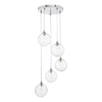 FED0550-12 Federico 5 Light Cluster Pendant Polished Chrome With Clear Dimpled Glass
