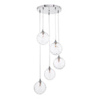 FED0550-12 Federico 5 Light Cluster Pendant Polished Chrome With Clear Dimpled Glass