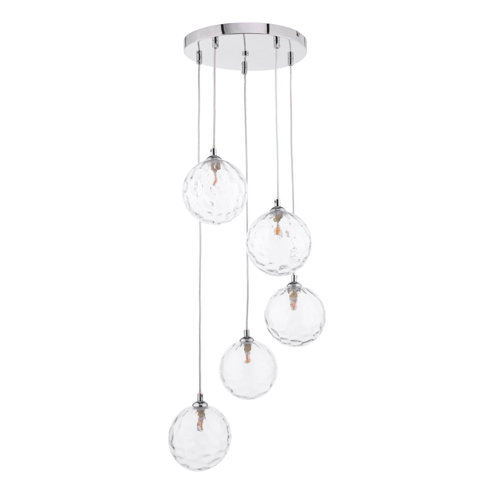 FED0550-12 Federico 5 Light Cluster Pendant Polished Chrome With Clear Dimpled Glass