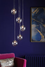 FED0550-12 Federico 5 Light Cluster Pendant Polished Chrome With Clear Dimpled Glass