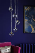 FED0550-12 Federico 5 Light Cluster Pendant Polished Chrome With Clear Dimpled Glass